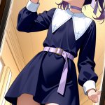 【エロ画像】紫髪ロールツインテール貧乳×ガラスおっぱい押し付け_AI_アニメエロ画像