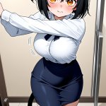 【エロ画像】黒青グラデーション サイドテー×巨乳・爆乳_AI_アニメエロ画像