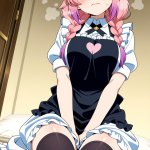 【エロ画像】ピンク髪三つ編み長身細身×美少女エロ_AI_アニメエロ画像