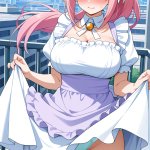 【エロ画像】ピンク髪ポニーテール巨乳×野外露出_AI_アニメエロ画像