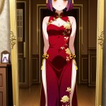 【エロ画像】紫髪外ハネボブスレンダー×鏡越し_AI_アニメエロ画像