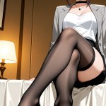 【エロ画像】紫髪アップスタイルむっちり×足コキ_AI_アニメエロ画像