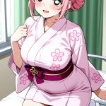 【エロ画像】ピンク髪アップスタイルむっちり×ナース服_AI_アニメエロ画像