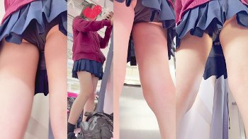 【upskirt3384逆さ撮りJK】プリケツに張り付く黒Pと素晴らしくエロいスベスベの太ももを撮られちゃうカワイイJK