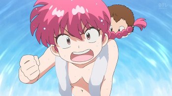 【らんま1/2 3期 第28話】乱馬の裸とあかねの水着