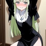 【エロ画像】ライム緑ロング貧乳×手縛り・拘束_AI_アニメエロ画像
